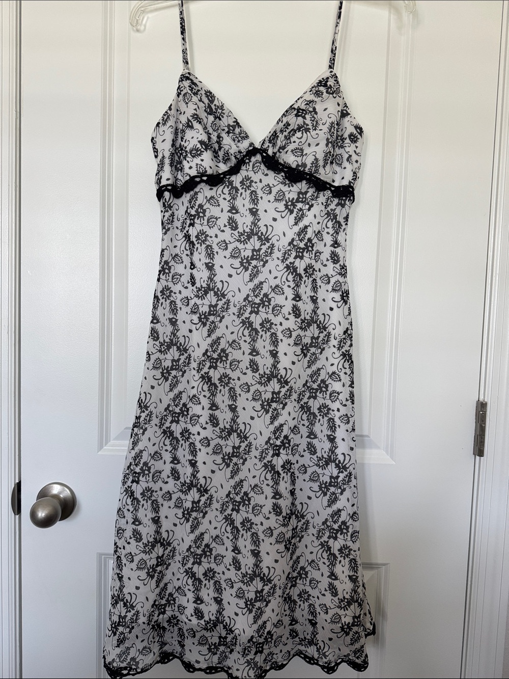 White House Black Market Slip Dress with Black Floral Print